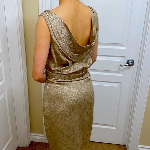 🔥🔥PORTS 1961| Taupe & Metallic Silver Dress -Sz 6 - Picture 1 of 15